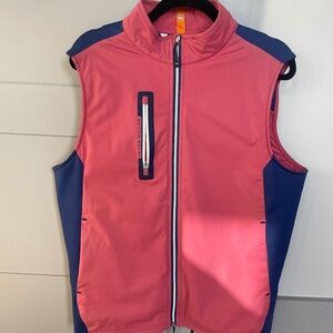 Peter Millar Golf Vest Full Zip Mens Medium Pink Blue Performance Tech - Medium